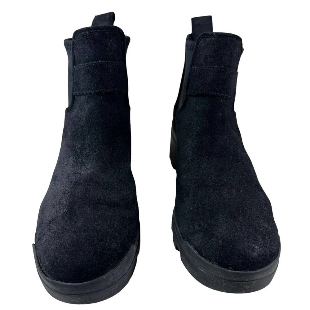 Eileen Fisher Splash Waterproof Suede Bootie Ankle Boots Size 9.5 Wedge Black - Picture 4 of 15